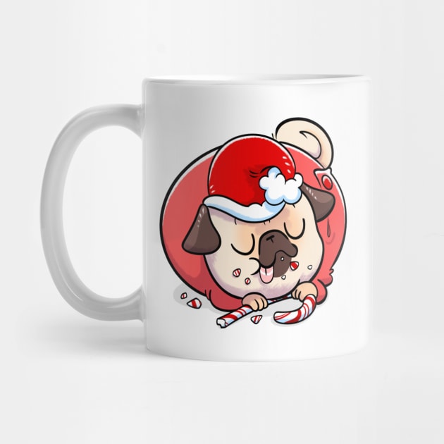 Pug Elf - Candy Cane by Inkpug